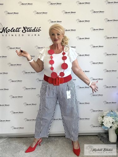 Alicee fehér alapon kék csíkos nadrág